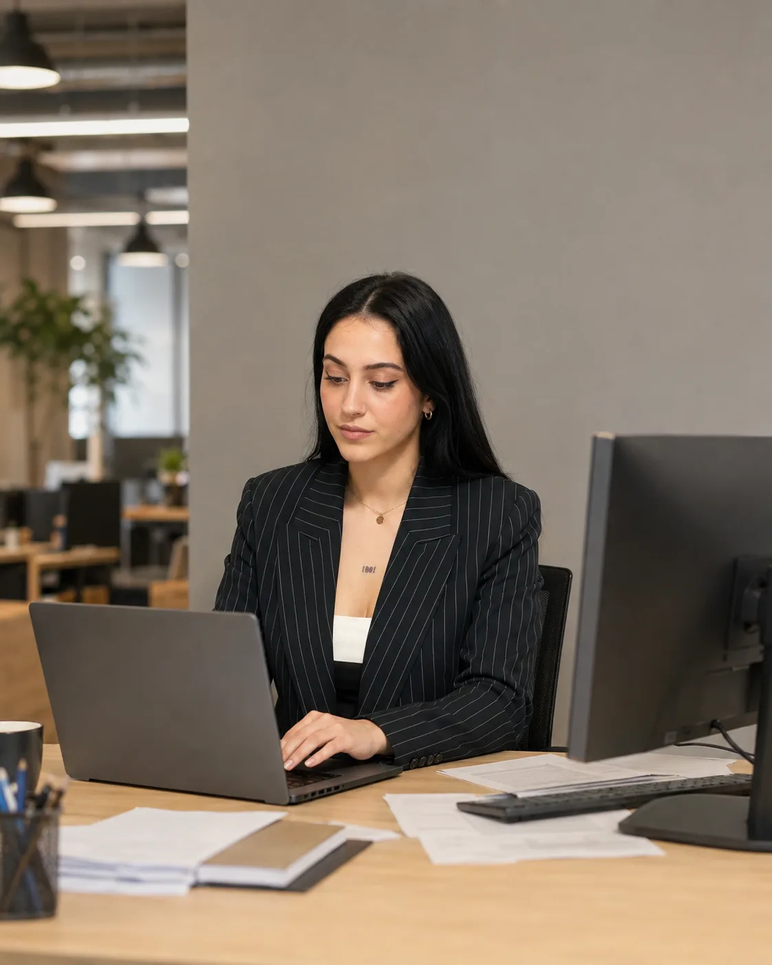 Sandra Noguera trabajando en el despacho de Aurea Fiscal
